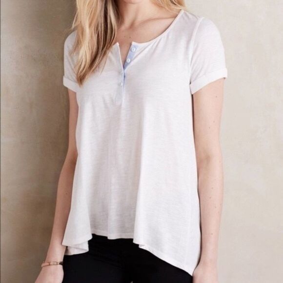 Anthropologie Tops - Anthropologie Postmark Downtime White Henley Tee